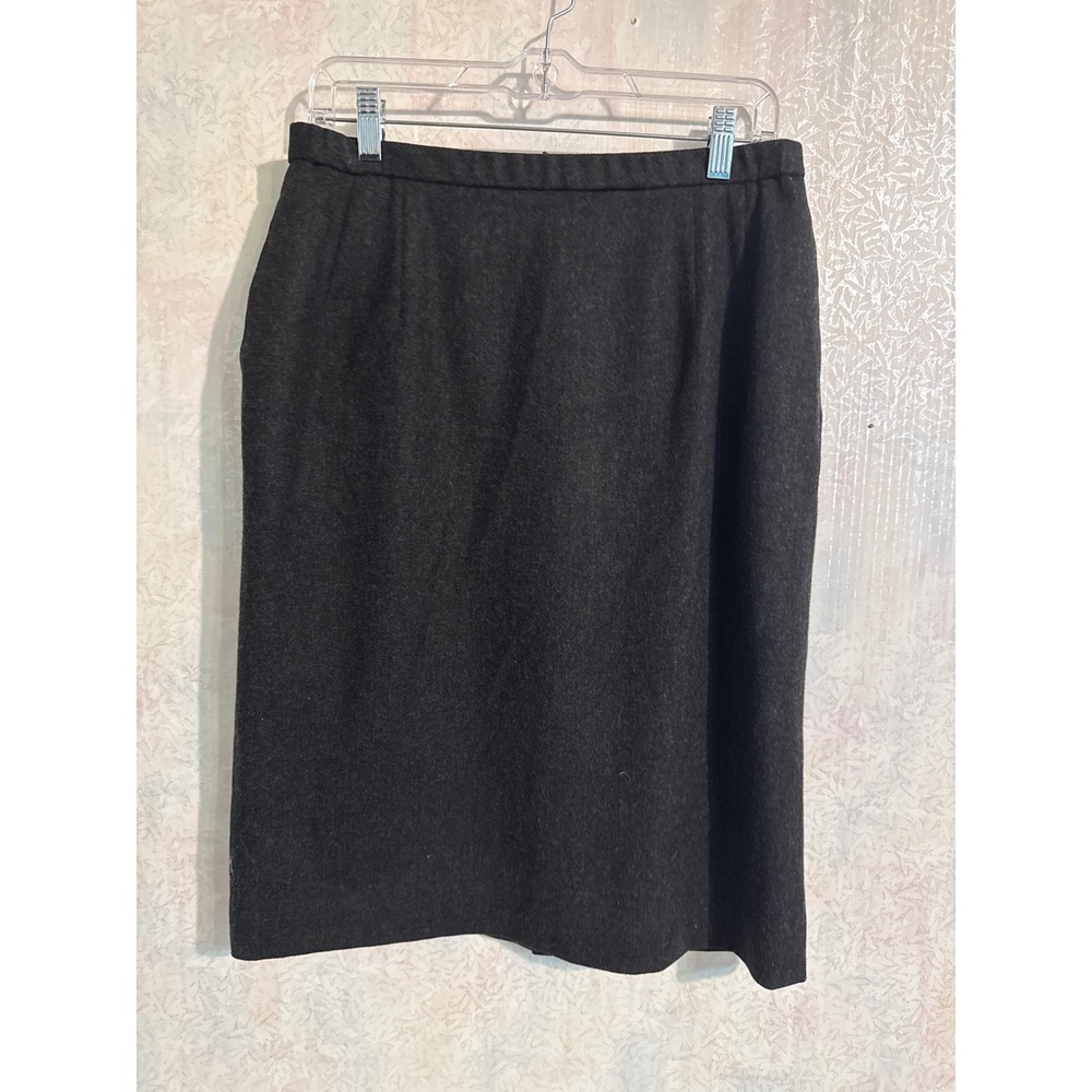 Pendleton Petite Wool Pencil Skirt Charcoal Gray Size 14P Made in USA Pocketed
